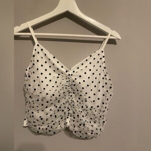 black and white polka dot‎ tank top size large NWT